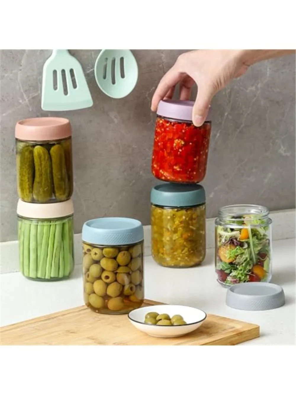 6-pack 16 oz Overnight Oats Containers with Lids, Glass jars with Airtight Lids